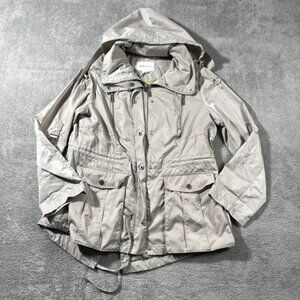 BCBGeneration Jacket XL Hooded Lightweight Pearl Gray Zip Utility‎ Outdoorsy